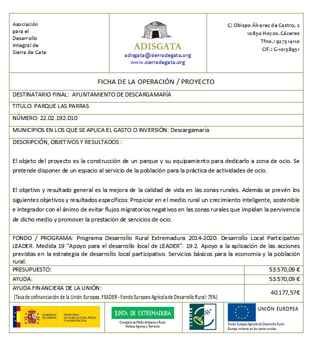 Cartel descriptivo de la subvención